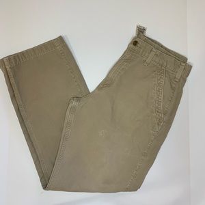 Mens Carhartt Canvas Pants B299 GHK Size 34x32 Dungaree Fit Distressed.